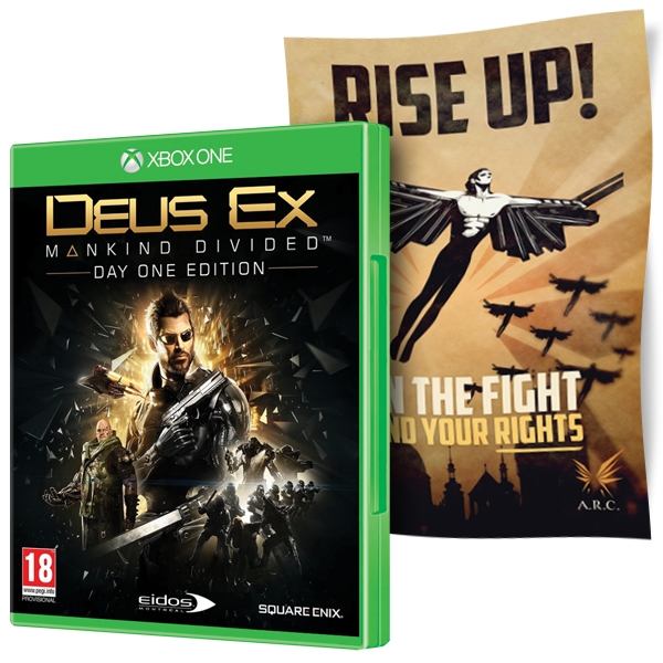 Deus Ex Mankind Divided Day One Edition Xbox One Game (with Cloth Poster)